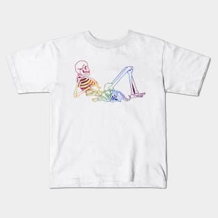 Rainbow Skeleton and Dog Kids T-Shirt